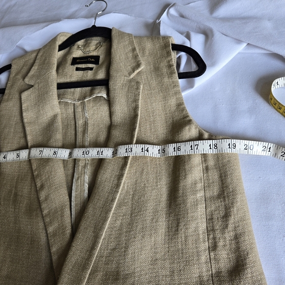 Massimo Dutti M linen vest sleeveless blazer, tan - Picture 7 of 8